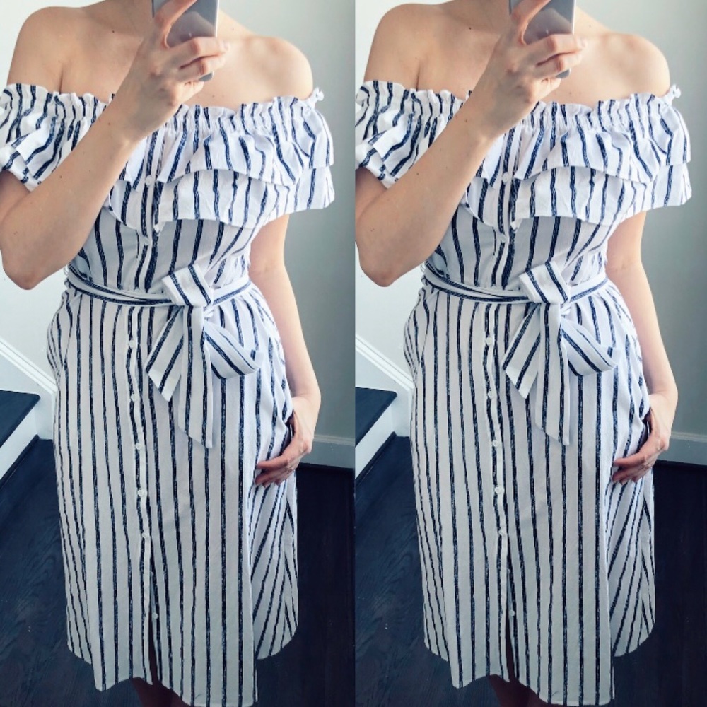Santorini Striped Linen Midi Dress